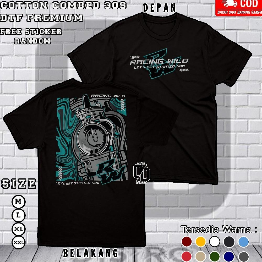 Terbaru Baju Kaos Distro Racing Wild Rw Karburator Cotton Combed 24S T-Shirt Premium