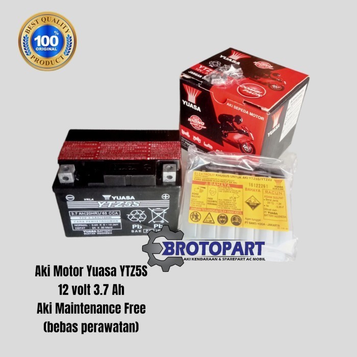 Aki Motor Honda Revo, Blade, Supra X 125 Yuasa Ytz5S Mf Kering 3,5Ah
