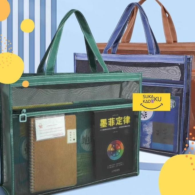

Document Bag Zipper Mesh Map Organizer Dokumen Berkas A4 Transparan Murah Premium
