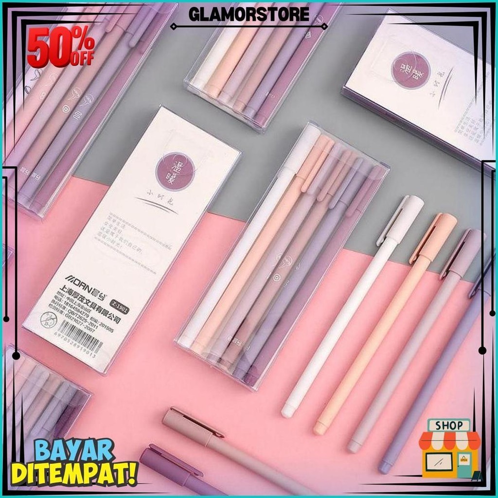 

1 Set 6Pcs Pulpen Gel Aesthetic Polos Warna Pastel Matte 0,5 Mm Lg Sale