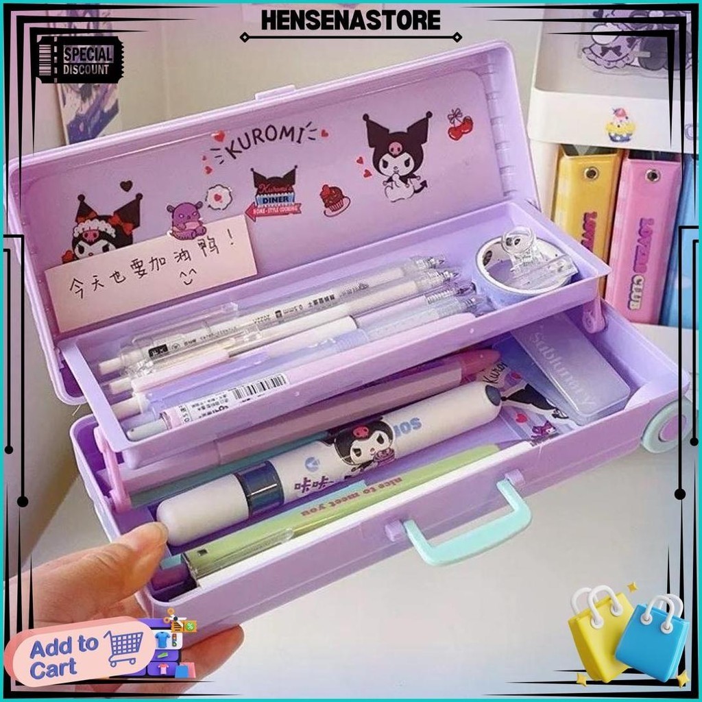 

CodSanrio Diy Kotak Alat Tulis Bentuk Bagasi Kreatif Portabel Kapasitas Besar Cute Girl Heart 3D Pencil Bag Promo