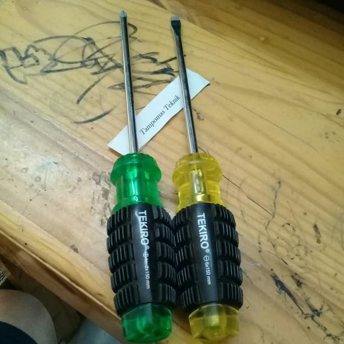 Obeng Set Tekiro 2Pcs -/+ 6" Obeng Gagang Karet Obeng Mekanik Magnet