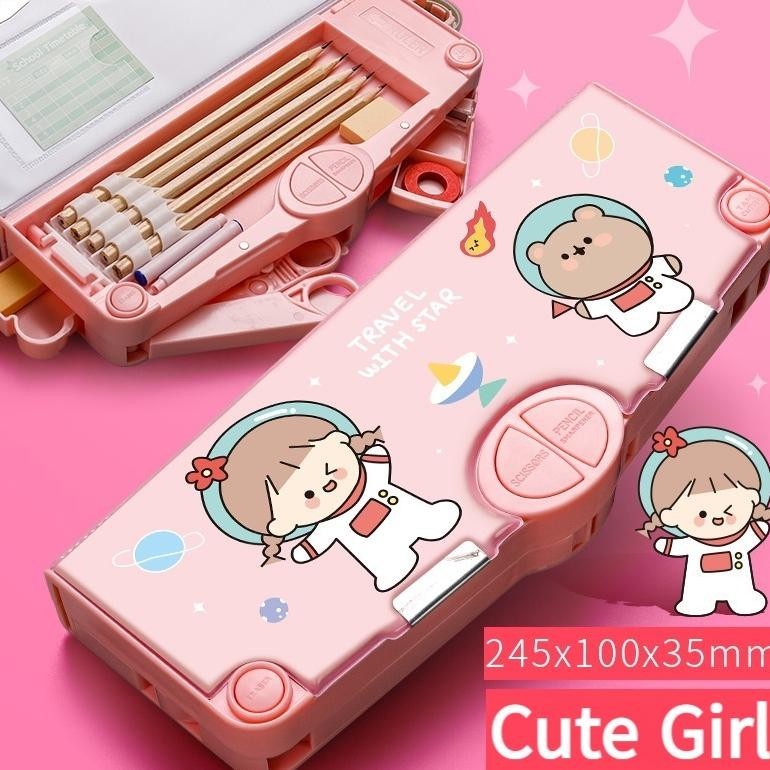 

MATOUGUI - Kotak Pensil/Tempat Pensil Bahan Plastik Multifungsi Untuk/Multifungsi Kotak Penyimpanan Alat Tulis /Kartun Lucu Tempat Pensil/Tempat Pensil Astronot Untuk Motif Unicorn