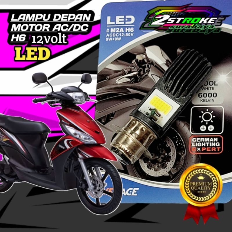 Lampu Depan Motor YAMAHA MIO J/GT LED Putih Terang H6/ T19 Ac/Dc 12Volt Pengganti Dop/Bohlam