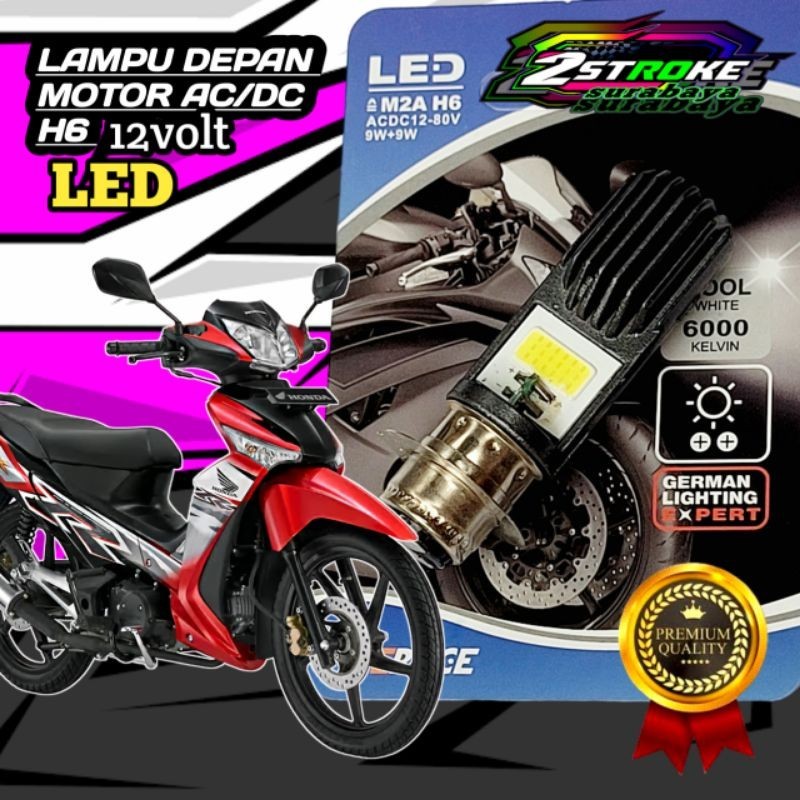 Lampu Depan Motor HONDA SUPRA X 125 LED Putih Terang H6/ T19 Ac/Dc 12Volt Pengganti Dop/Bohlam