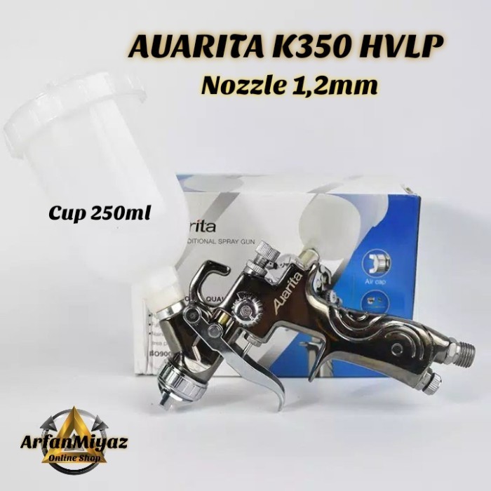 Spray Gun Auarita K350 Hvlp Nozzle 1,2 Mm Cup 250Ml Original Produk