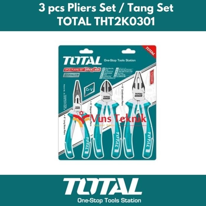 Total Tht2K0301 Tang Set Tang Potong Lancip Kombinasi 3Pcs Pliers Set