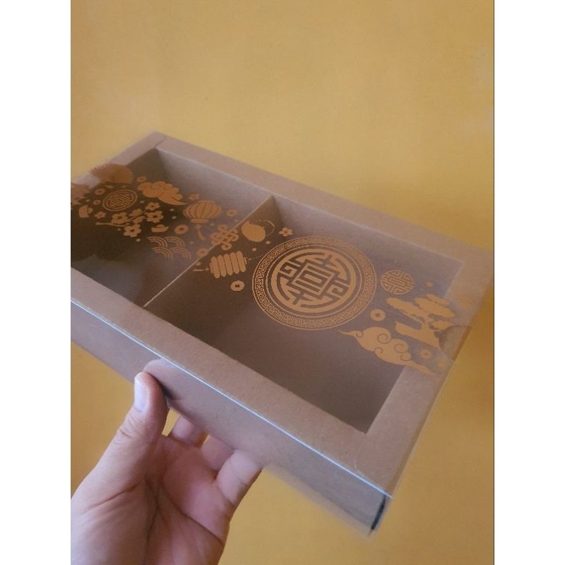 

5 pcs dus box kue keranjang motif imlek coklat sekat 2 uk 8.5 x 8.5 cm cake box kotak hampers packaging