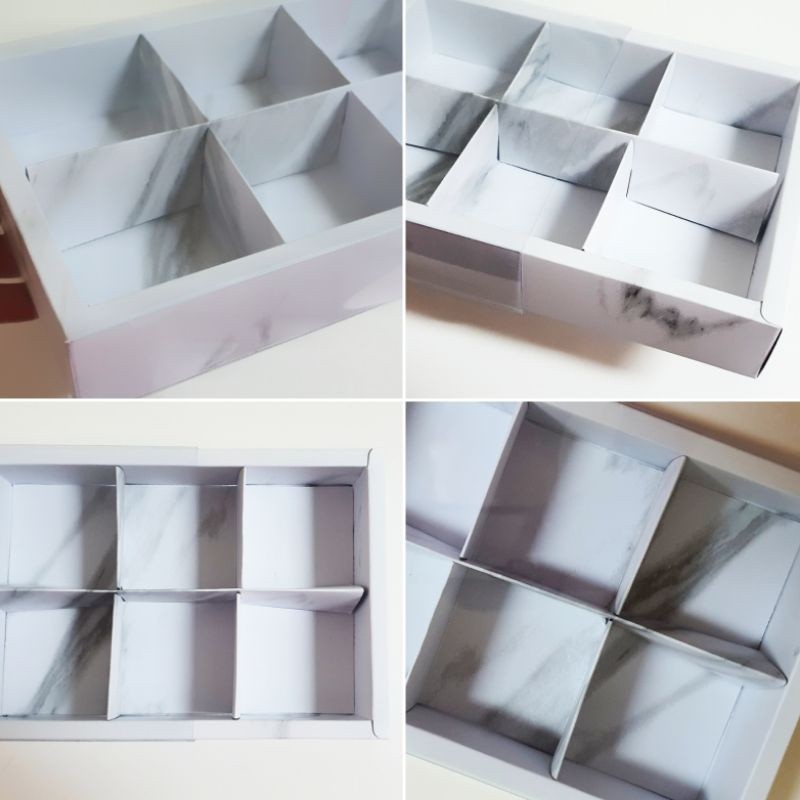 

5 pcs dus box cupcake brownies mika marble polos sekat 6 uk 7.3 cm cake box kotak hampers packaging