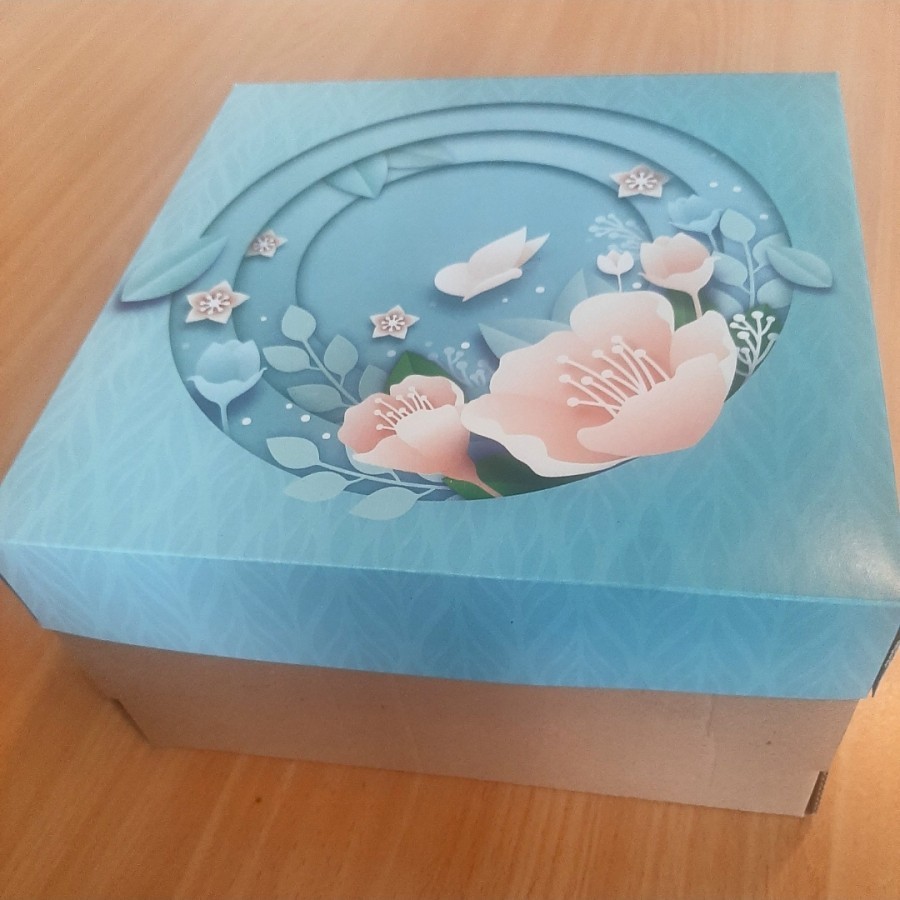 

5 pcs dus kue box cake kardus blue pink flower size 30 x 30 x 16 cm box kotak hampers packaging kardus kemasan kue hantaran bolu chiffon