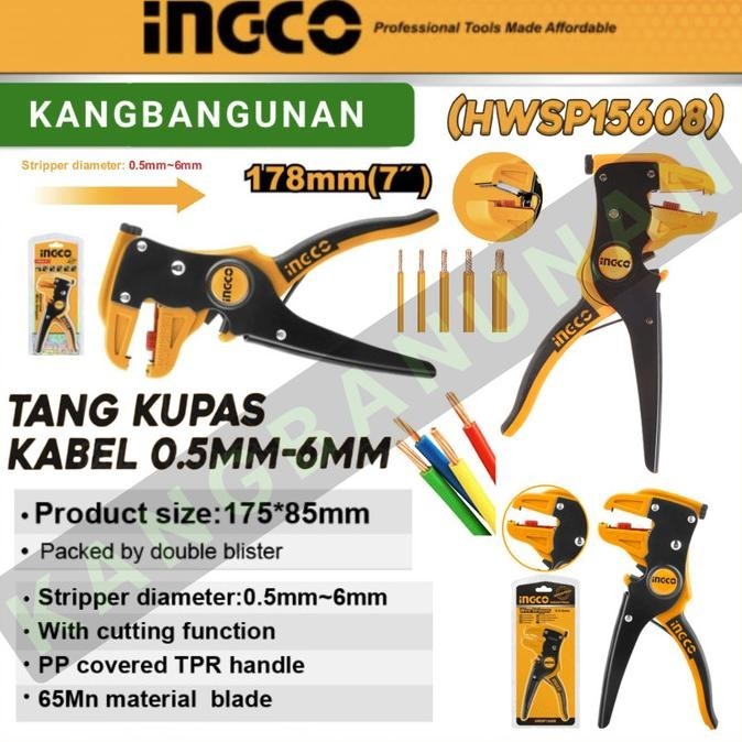 Ingco Hwsp15608 Tang Kupas Kabel Tang Potong Kabelstrippercutter