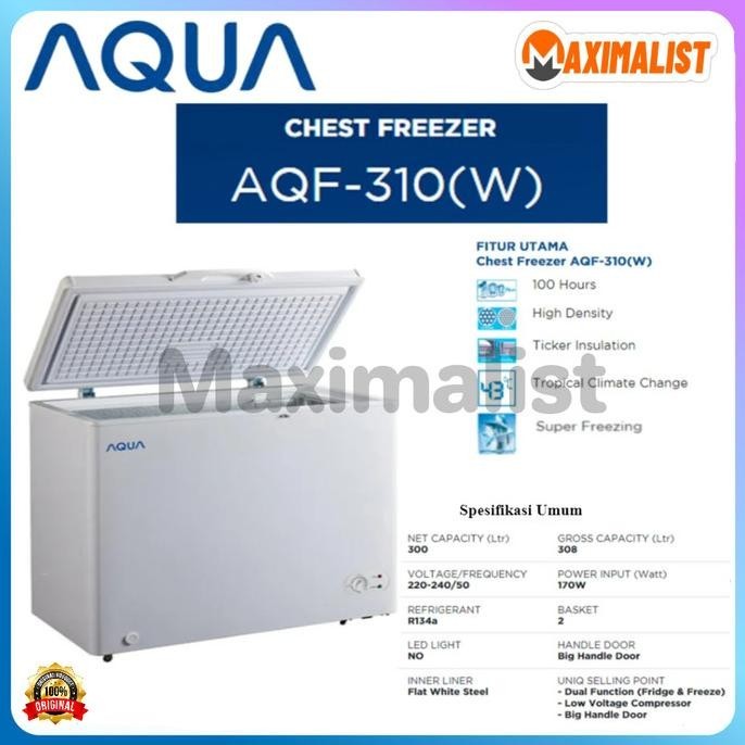[Ready Stock] Aqua Aqf 310 W Chest Freezer Box 300 L Lemari Pembeku 300 Liter Aqf310