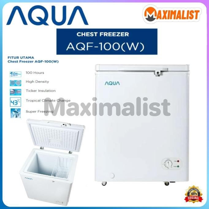 [Ready] Aqua Chest Freezer Box Aqf-100(W) Pembeku Daging Es 105 Liter