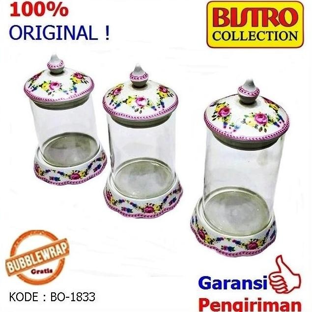 [Ready Stock] Toples Lebaran Toples Kue Toples Permen Toples Kaca Set Bistro 1833 (