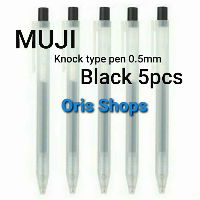 

Ready MUJI - Smooth Gel Ink Ballpoint Pen Knock 0.5mm Black Pulpen