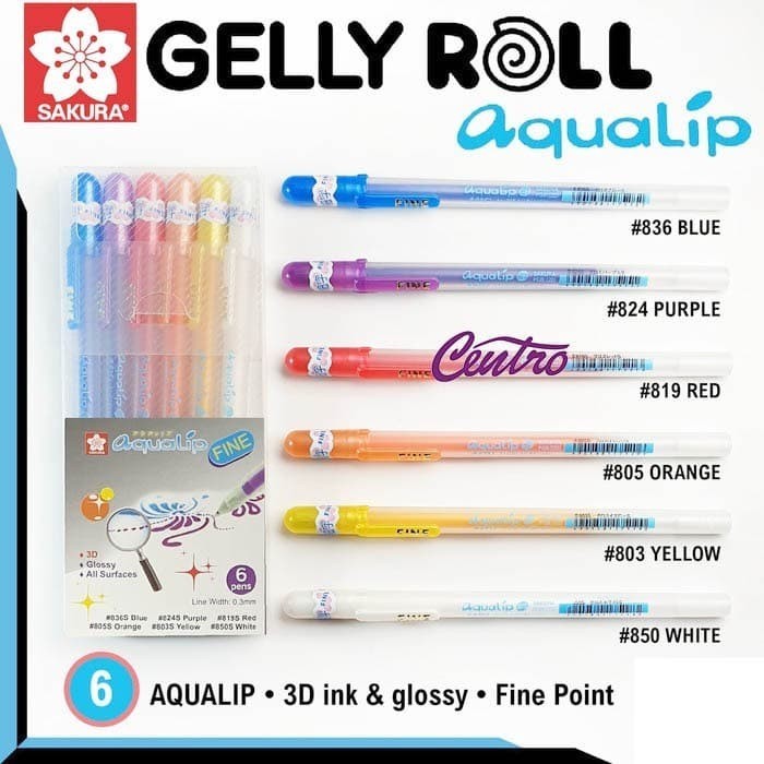 

Ready Sakura Gelly Roll Aqualip Fine Point Set 6 Gel Pen 3D Nail Art craft