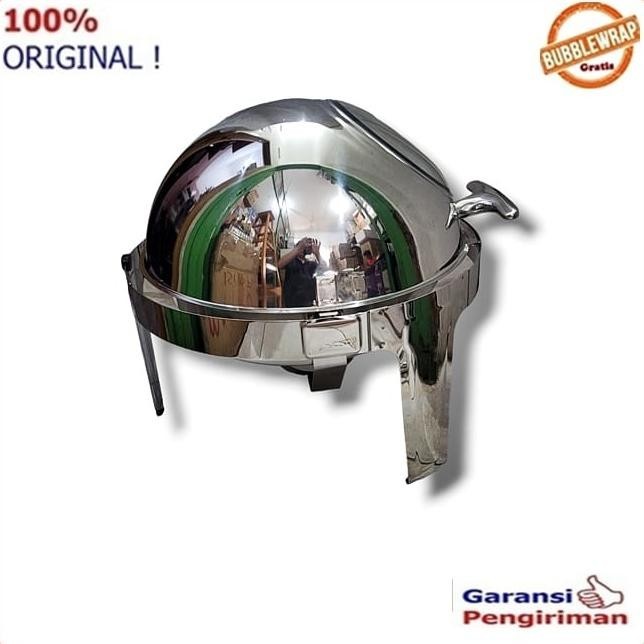 [Baru] Prasmanan Stainless Roll Top Chaffing Dish Bulat Wadah Saji Bulat Kual