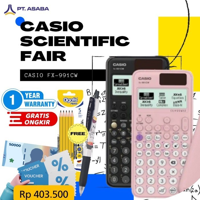 

Ready Casio ClassWiz Model Scientific Calculator FX-991CW - Merah Muda