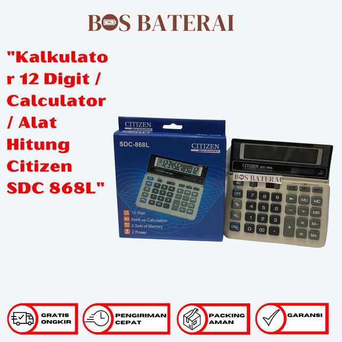 

Ready Kalkulator 12 Digit / Calculator / Alat Hitung Citizen SDC 868L