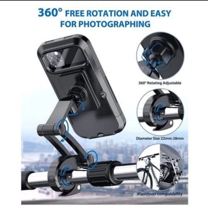 Holder Hp Sepeda Motor Anti Air Waterproff Motor Spion Gps Handphone