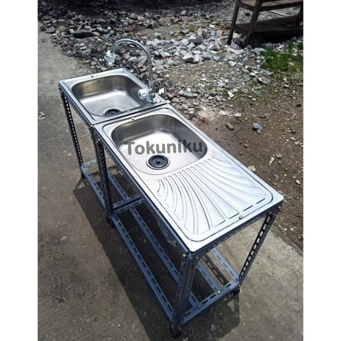 [Ready] Wastafel Cuci Piring 2 Lubang Portable Bak Cuci Piring 2 Lubang Sink