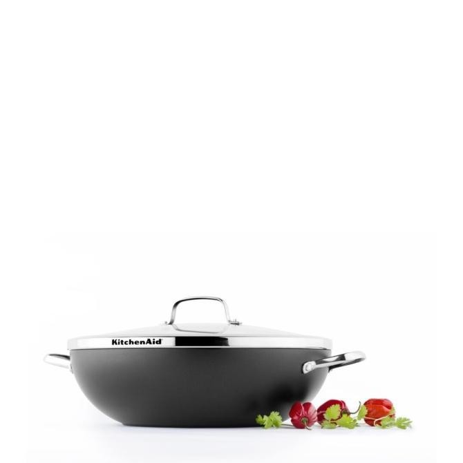 [Promo] Kitchenaid Cookware Wok Induction 36Cm With Glass Lid Panci Wok