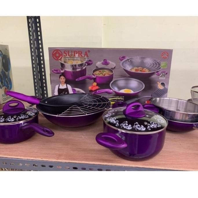 [Ready Stock] Supra Panci Cookware Set Rosemary 9 Pcs Teflon Set Renata