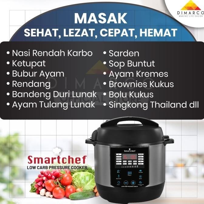 [New] Smart Chef Lowcarbo Rice Cooker Presto Listrik Slow Cooker Multifungsi