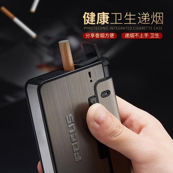 Kotak Tempat Rokok Focus With Lighter Tempat Korek Api Slot Metal Case