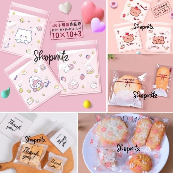 

Plastik Cookies Permen Kue Donut 10x10cm Kemasan OPP Perekat Lem 100pc