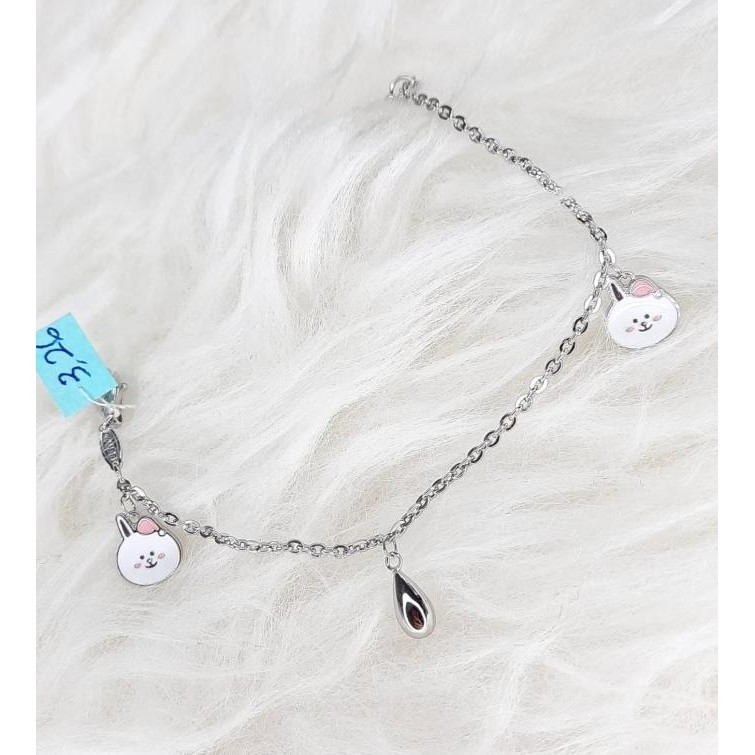 [Garansi] Line Friends Cony Ubs Gelang Anak Emas Putih Asli 750 3,26Gr