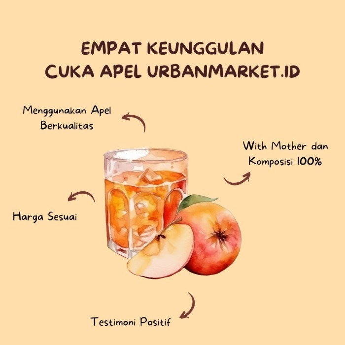 

Apple Cider Vinegar 500 ml / Cuka Apel Organik Komposisi 100% HALAL NO ALCOHOL with mother / Minum