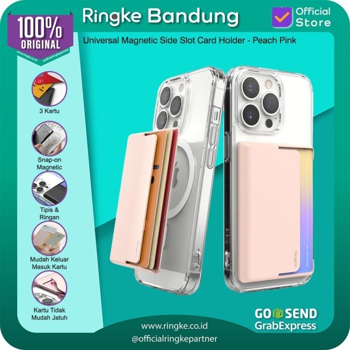 

RINGKE UNIVERSAL SIDE SLOT 3 CARD HOLDER PEACH PINK TEMPAT KARTU TIPIS