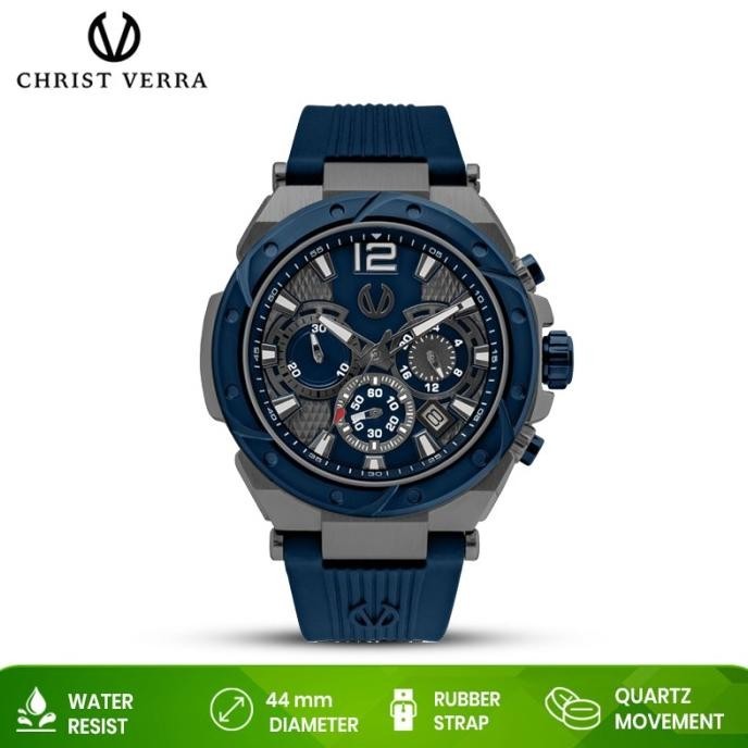 [Promo] Jam Tangan Pria Christ Verra Cv 53604G-3C Gun/Blu Original Resmi