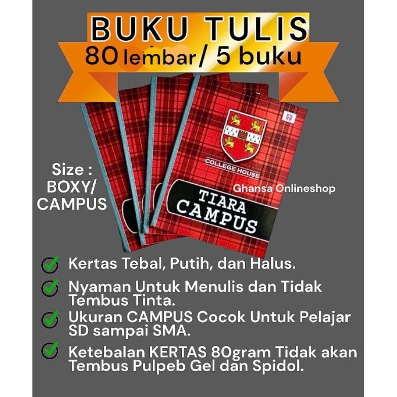 

Premium Buku Tulis Tiara Campus Maxy Isi 80 Lembar(Isi 5 Buku) Gratis Ongkir