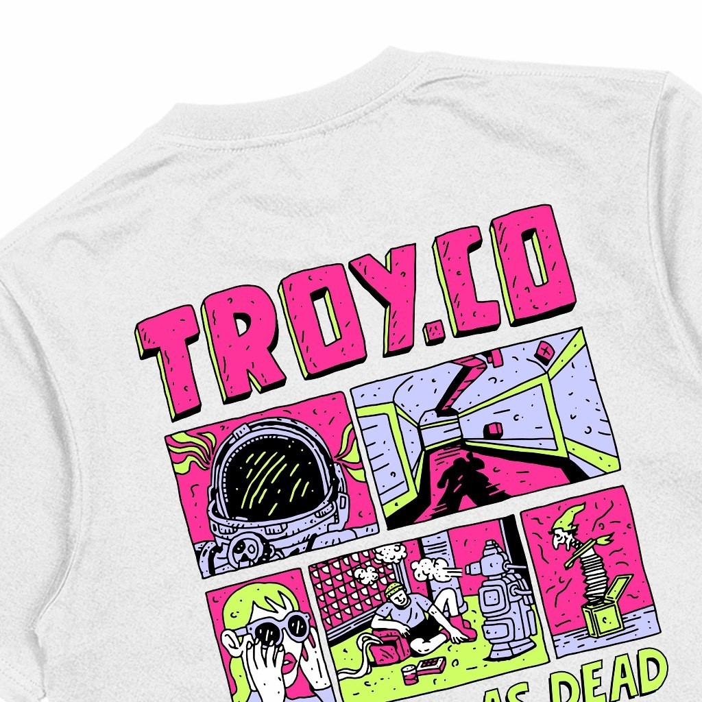 Troy Company Tshirt White Pink Cosmic - Kaos Pria Lengan Pendek Putih MT 2522