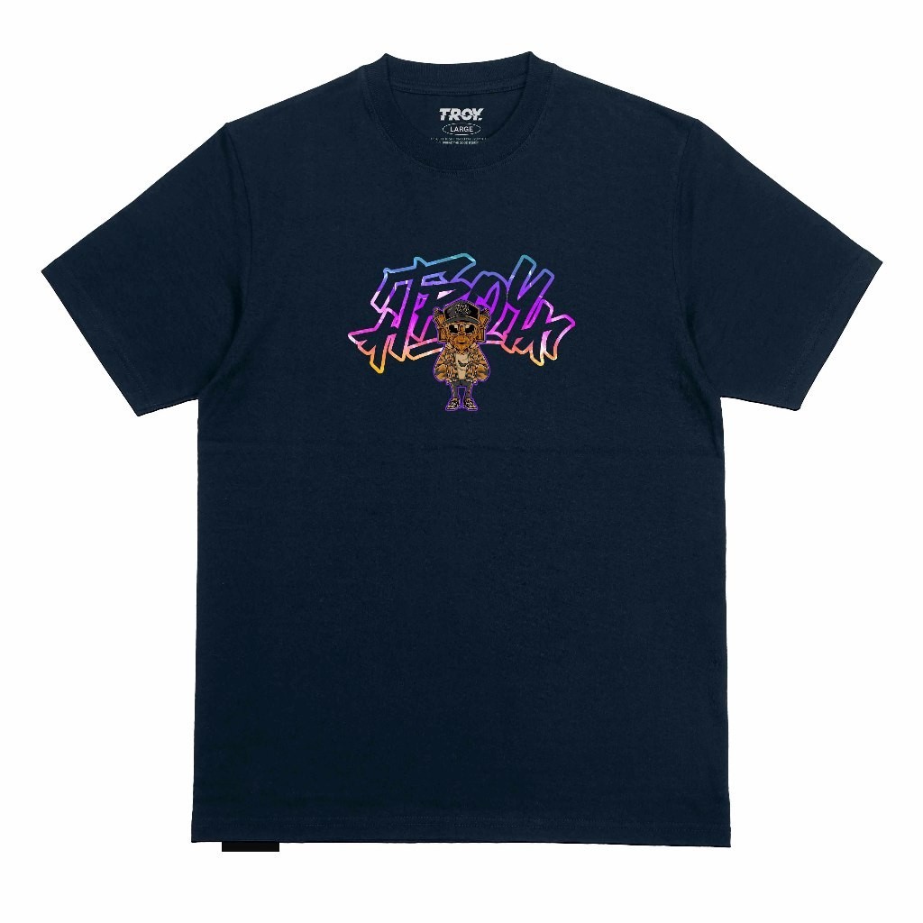 Troy Company T-shirt Blue Navy Gorillaz - Kaos Lengan Pendek Kaos Biru Navy MTD 2511