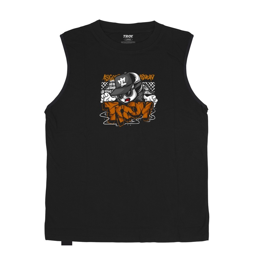 Troy Company Tshirt Singlet Black Hipster Hip Hop Graffiti - Kaos Pria Tanpa Lengan Hitam TS 2164