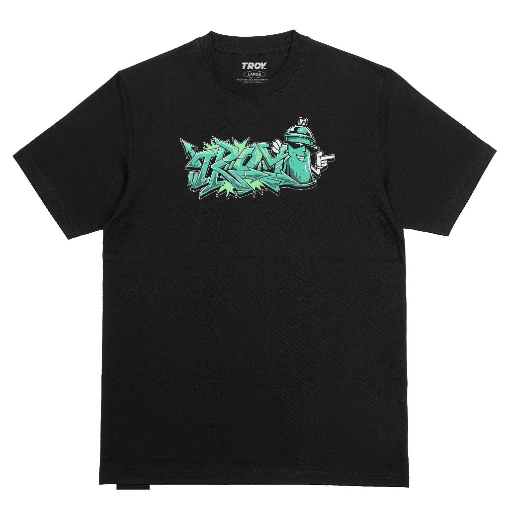 Troy Company Tshirt Black Green Pylox - Kaos Pria Hitam Lengan Pendek MTD 2210