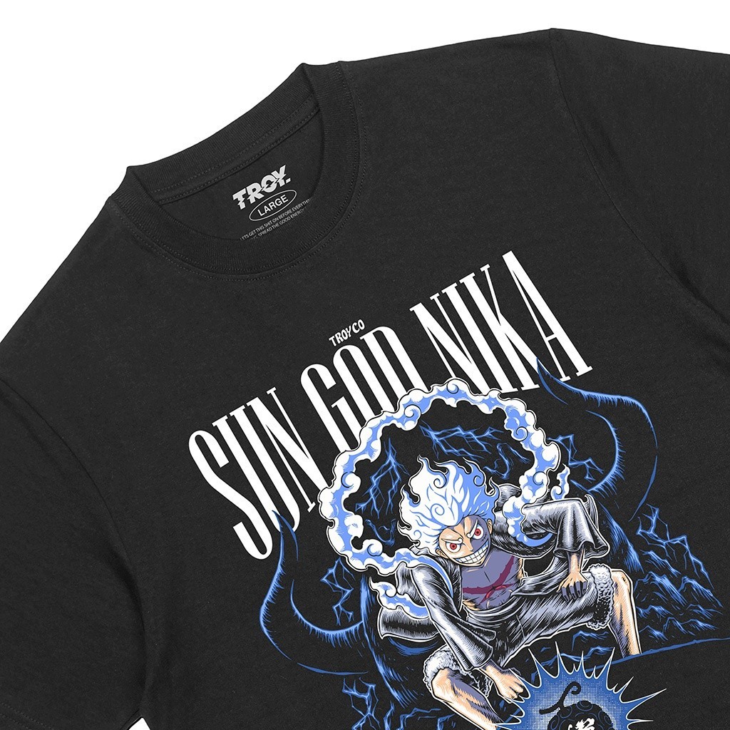 Troy Company Tshirt Kaos Hitam One Piece Luffy God Nika MT 2381