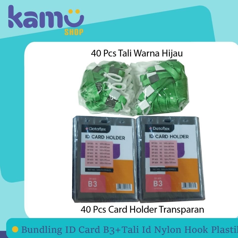 

Bundling 40 Pcs Id Card B3 + 40 Pcs Tali Id Card Nylon Hook Plastik Nylkp
