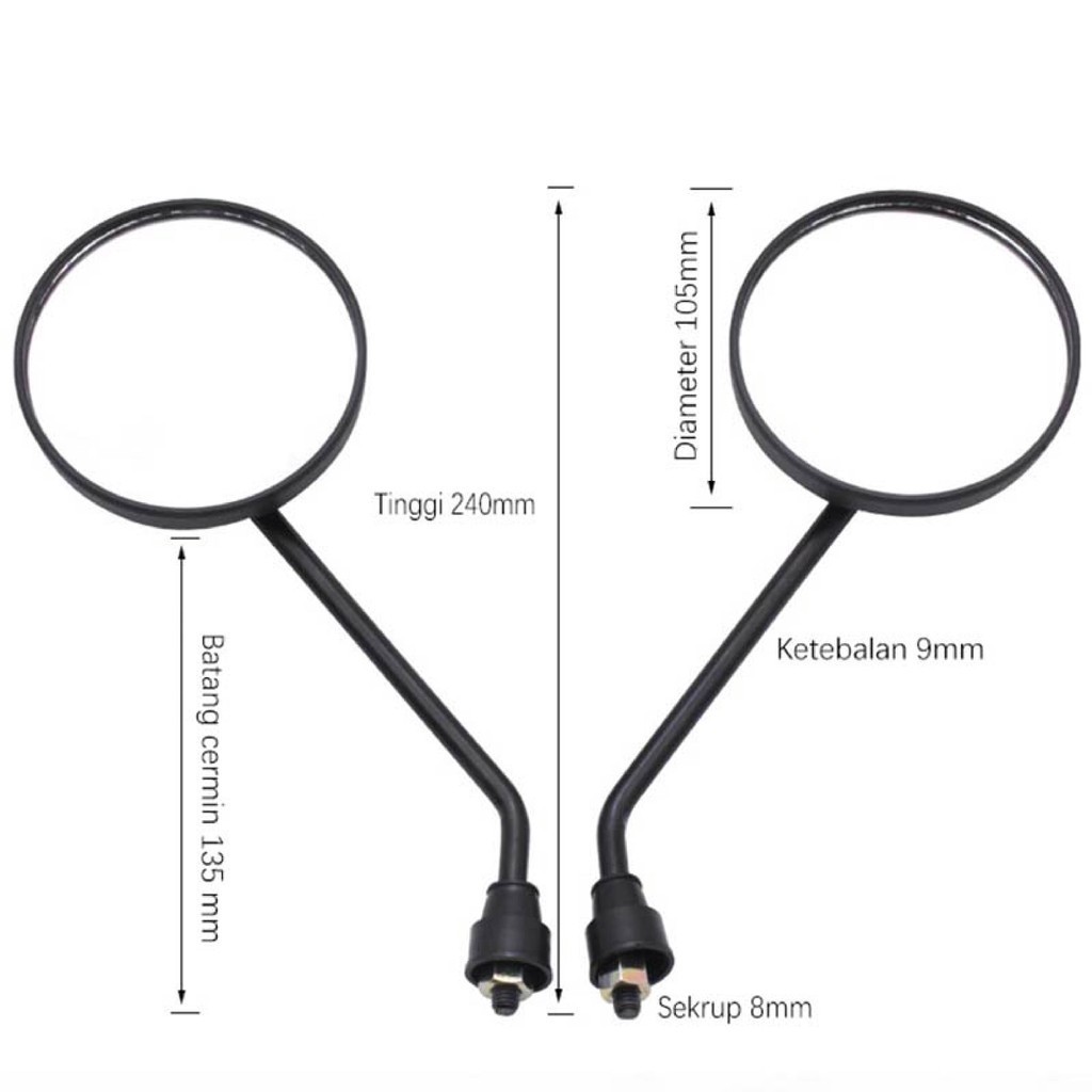 Spion Sepeda Listrik Terbaru 5 Warna Kaca Spion Selis Sepeda Listrik 8mm Uwinfly Exotic Universal