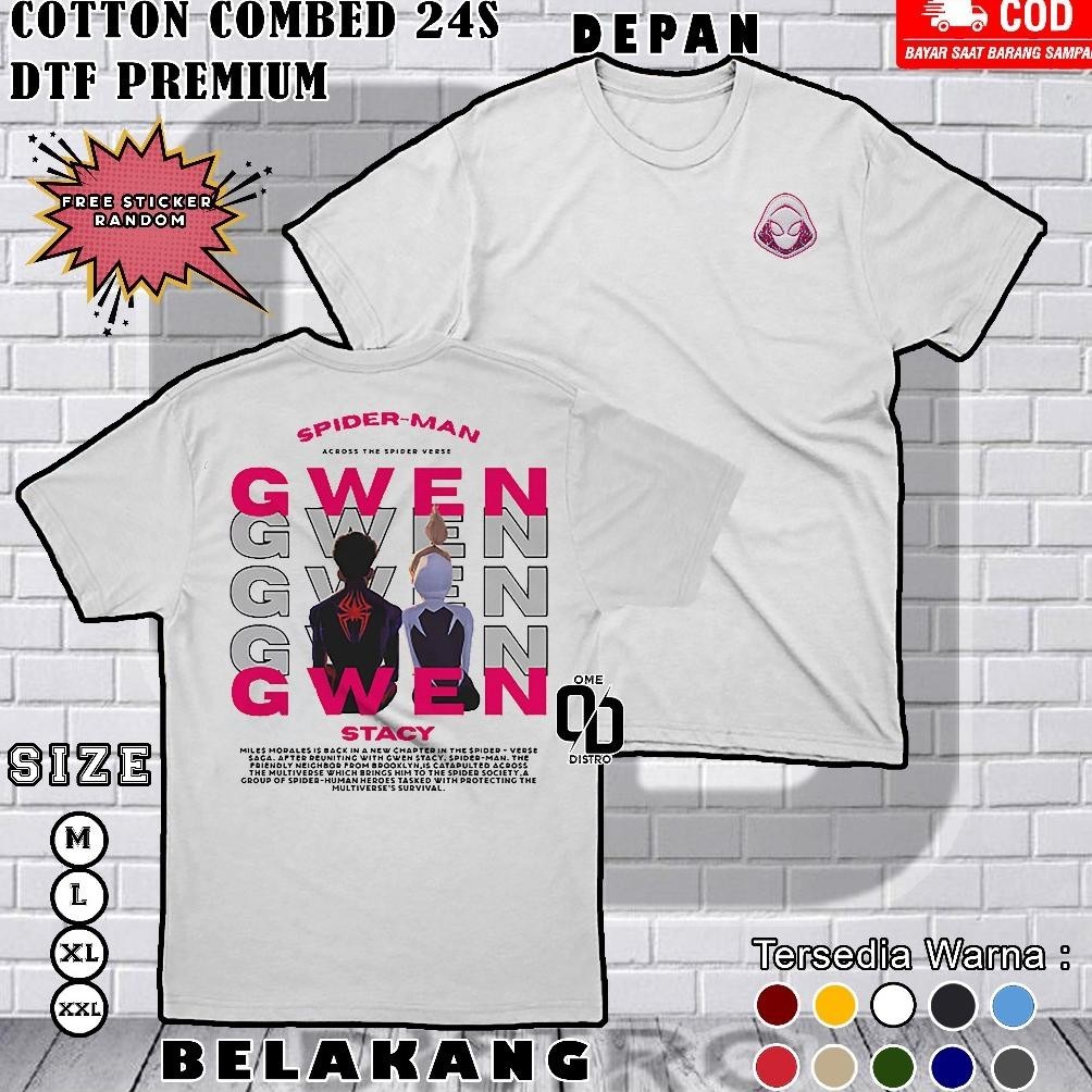 Terbaru Kaos Couple Spiderman Miles Morales & Gwen Stacy Warna Putih Kaos Spiderman Couple T-Shirt S