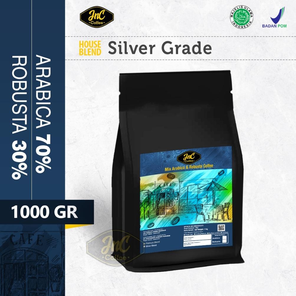 

m-4 JnC Silver House Blend 1 KG 70% Arabica 30% Robusta For Kopi Susu Espresso Berkualitas