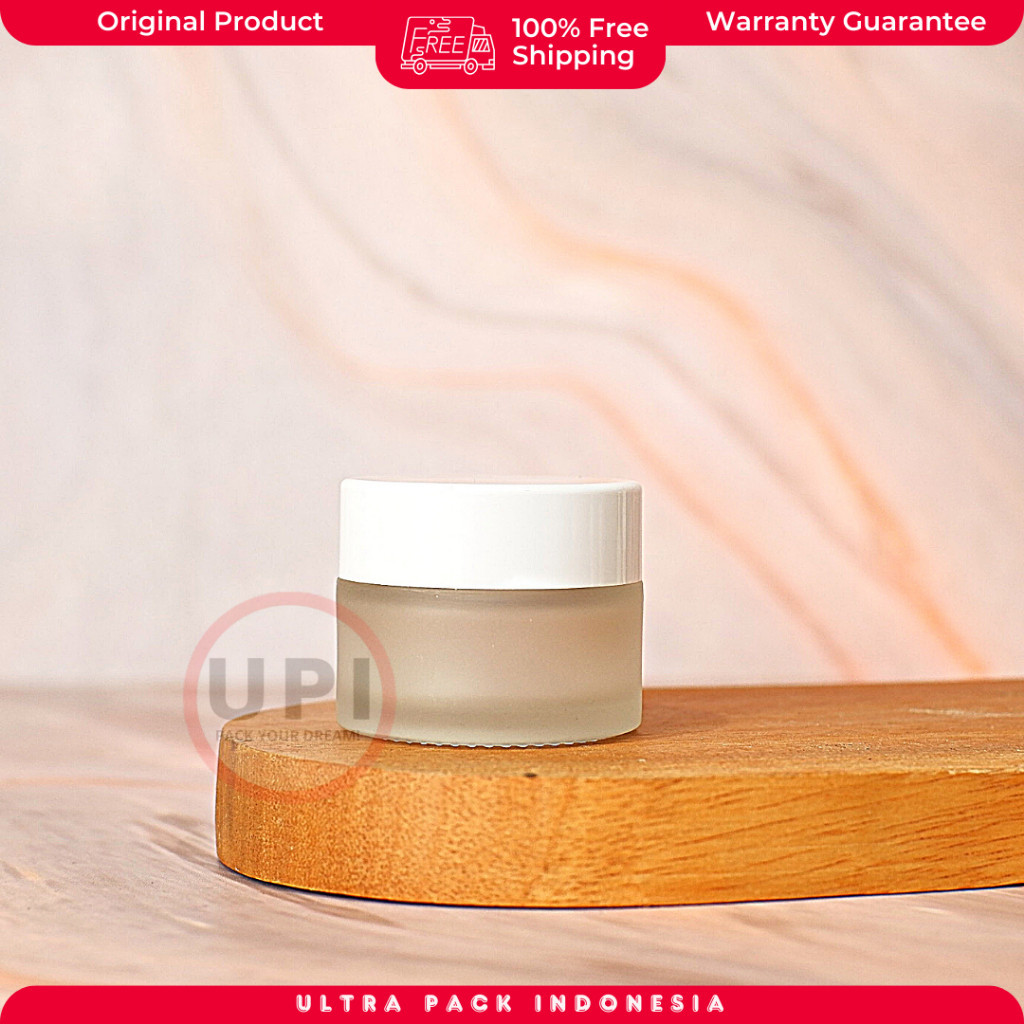 POT KRIM KACA 15GRAM FROSTED + TUTUP ULIR PUTIH + INNER PLUG