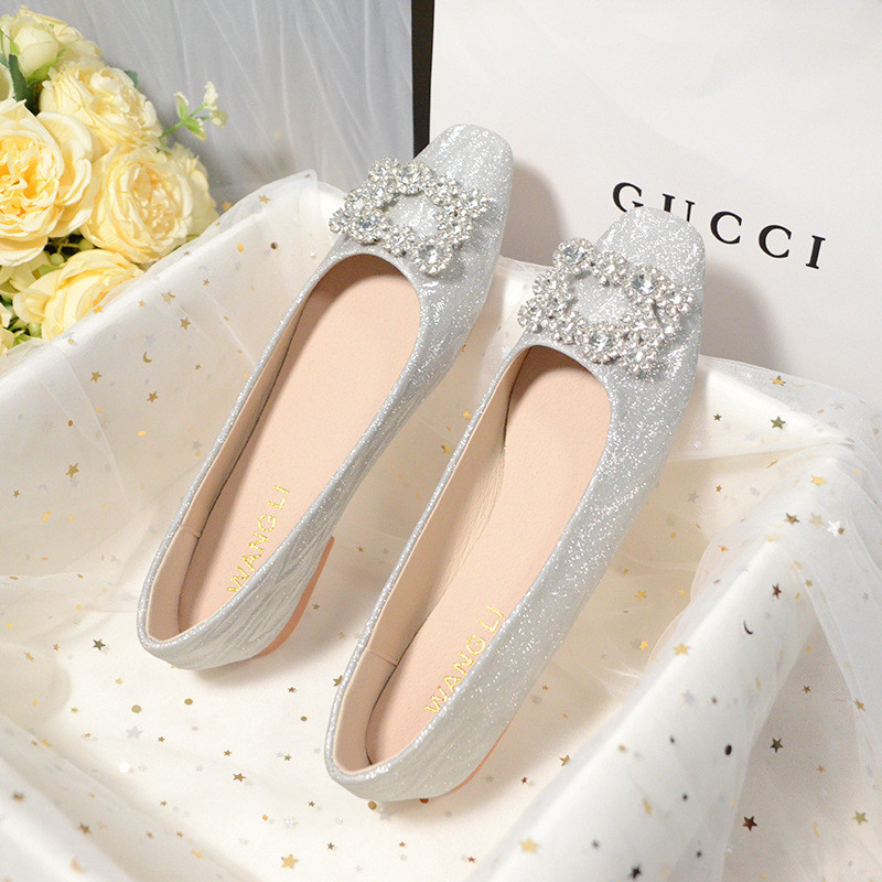 Wedding Shoes Female Xiuhe Wedding Dress Two-Way Bride Crystal Shoes Bridesmaid Engagement Shoes