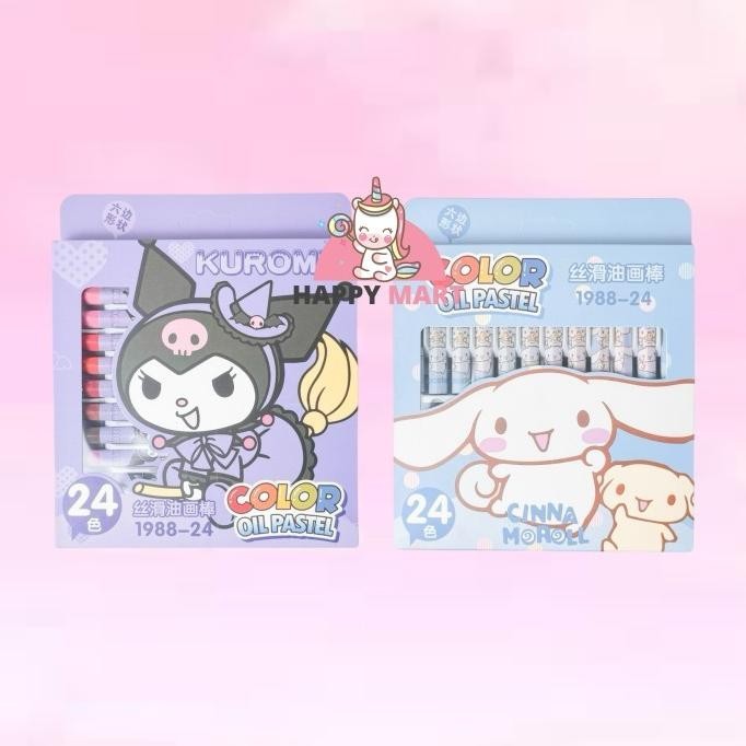 

Crayon oil pastel 24collors motif sanrio kuromi / cinnamoroll