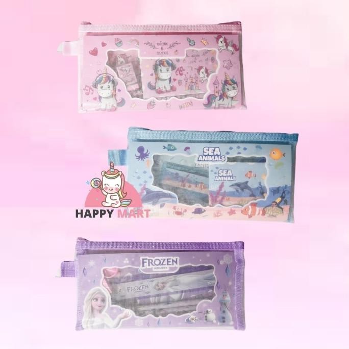 

kotak pensil jaring unicorn / frozen / sea