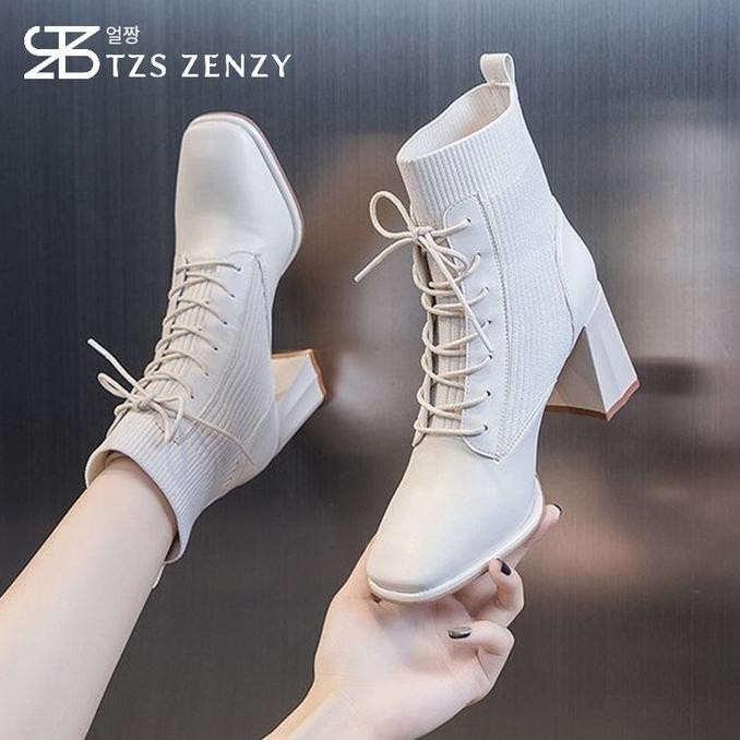 Tzs Zenzy Clarine Heels Korea Designed - Sepatu Boots Heels Wanita
