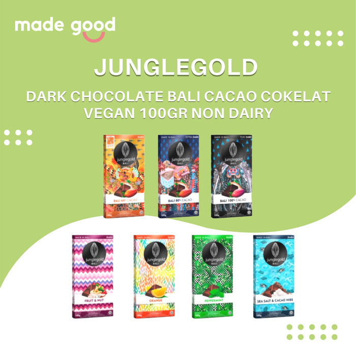 

Ready Dark Chocolate Bali Junglegold Cacao Cokelat Vegan 100gr Non Dairy